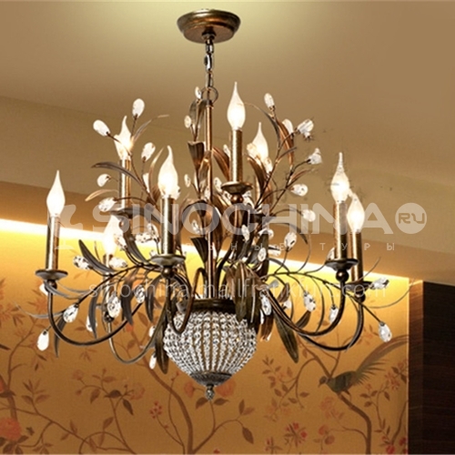 American chandelier creative lamps personality iron art living room lamp dining room lamp country retro crystal lamp-WX-D9079